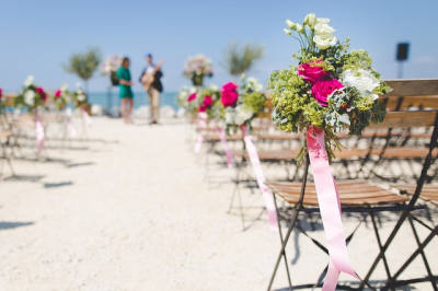 Flores boda playa